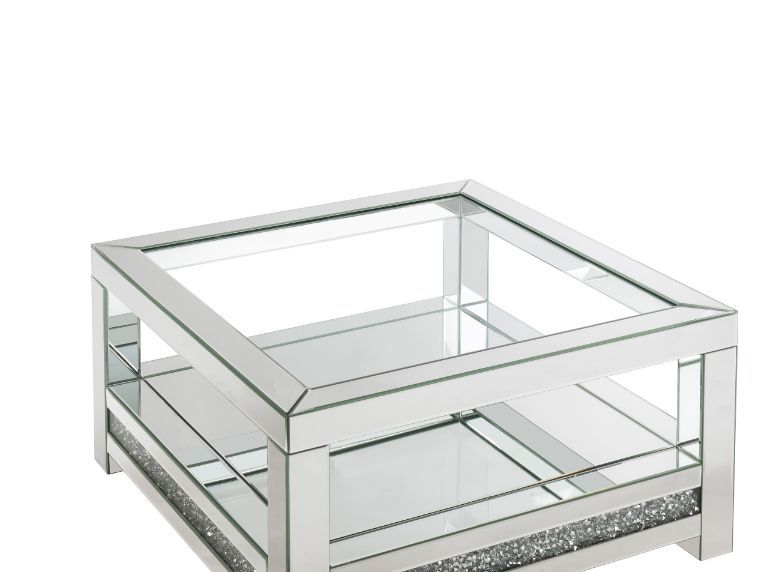 Noralie - Coffee Table With Glass Top - Mirrored - Wood - 18"