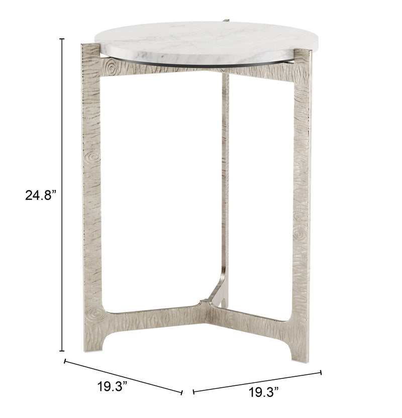 Barmas - Side Table - White / Silver