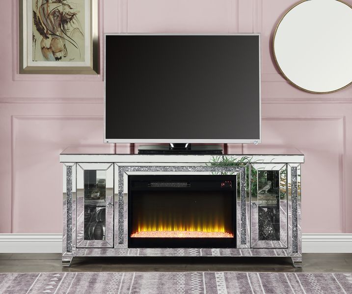 Noralie - TV Stand - Mirrored & Faux Diamonds - Wood