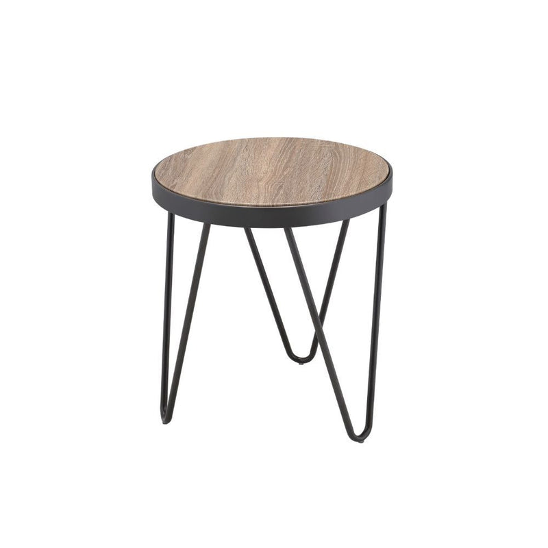 Bage - End Table - Weathered Gray Oak & Metal