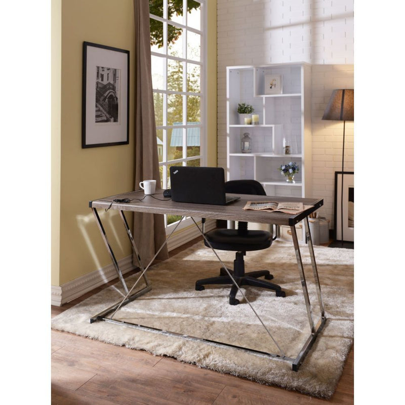 Finis - Desk - Weathered Oak & Chrome
