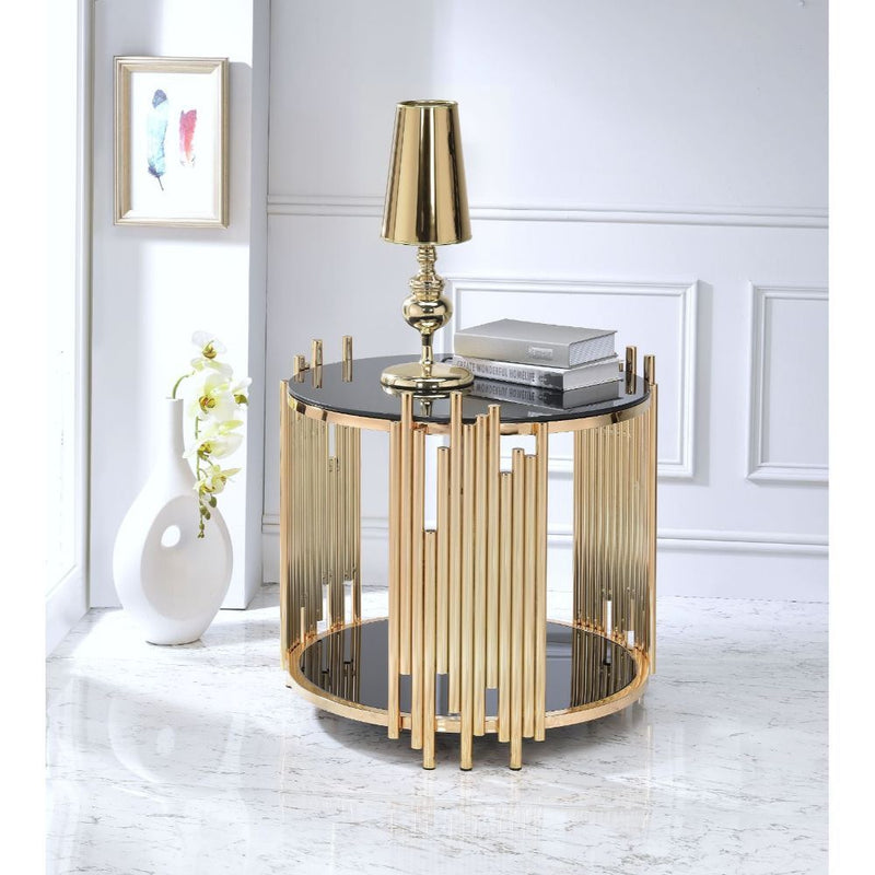 Tanquin - End Table - Gold & Black Glass