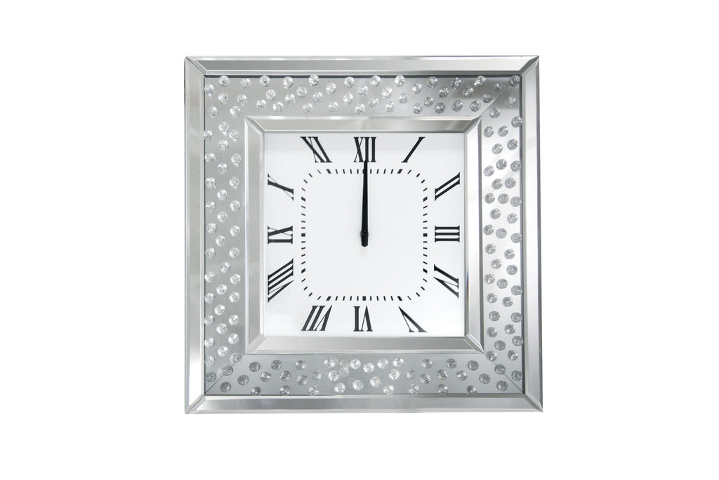 Nysa - Wall Clock - Mirrored & Faux Crystals