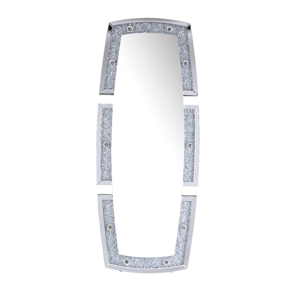 Noralie - Accent Floor Mirror - Mirrored & Faux Diamonds - 63"
