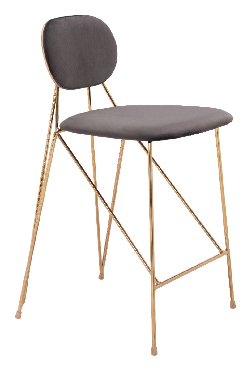 Georges - Counter Stool (Set of 2) - Gray & Gold