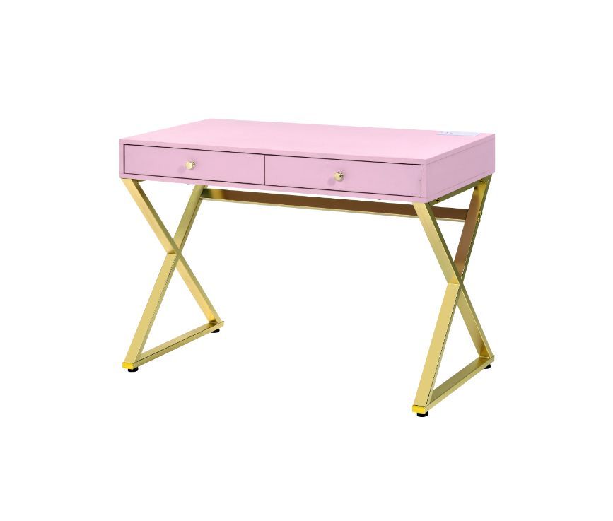 Coleen - Desk - Pink & Gold Finish