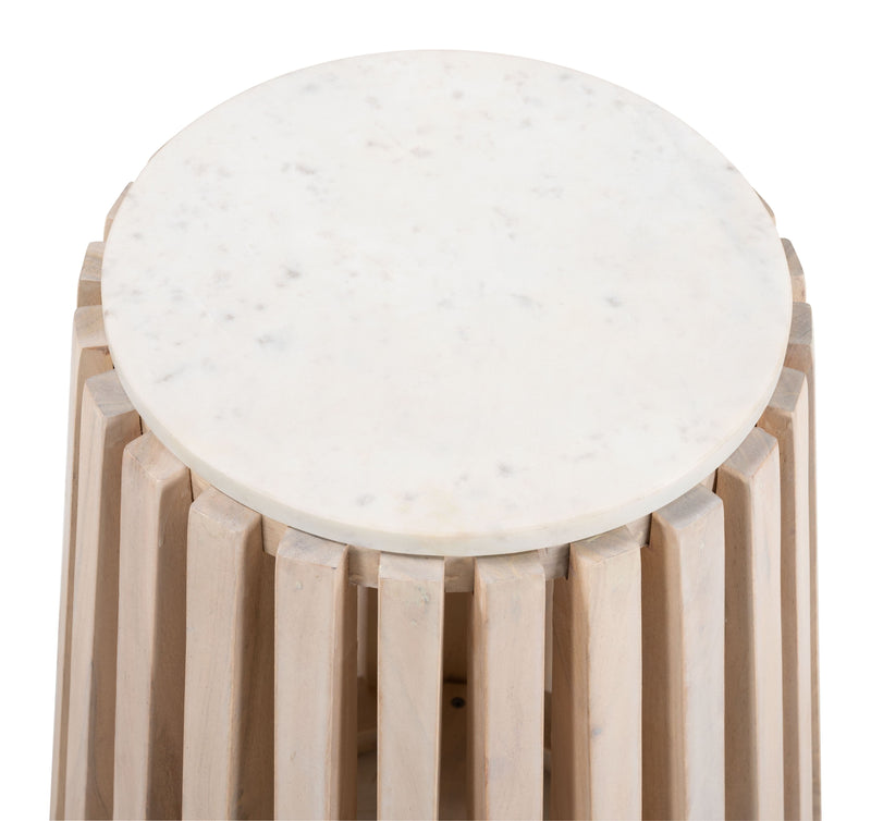 Cyprus - Side Table - White & Natural