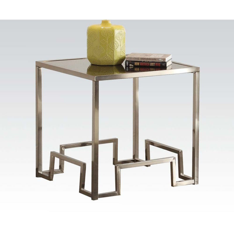 Damien - End Table - Champagne & Clear Glass