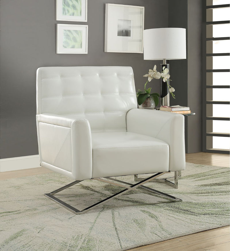 Rafael - Accent Chair - White PU & Stainless Steel - 39"