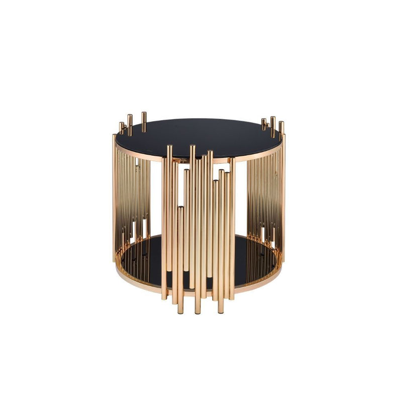Tanquin - End Table - Gold & Black Glass