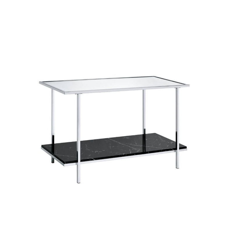 Angwin - Accent Table - Mirrored, Faux Marble & Chrome