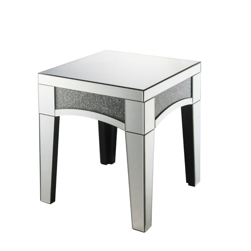 Nowles - End Table - Mirrored & Faux Stones