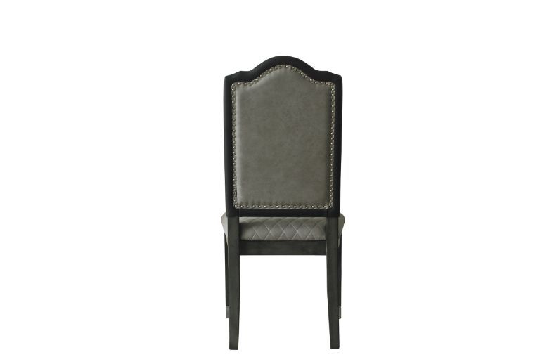 House - Beatrice Side Chair (Set of 2) - Two Tone Gray Fabric & Charcoal Finish