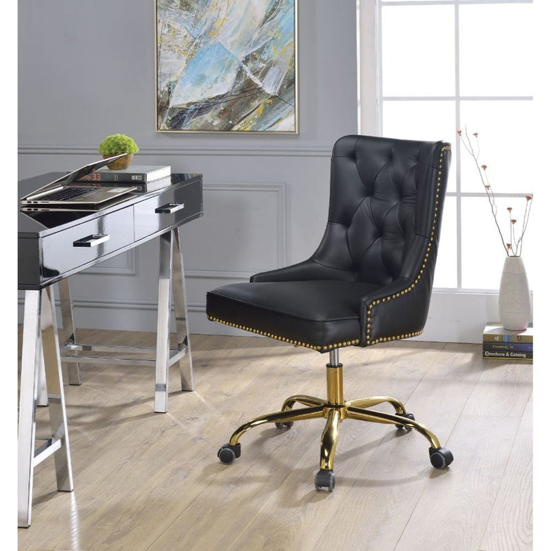 PUrlie - Office Chair - Black PU & Gold