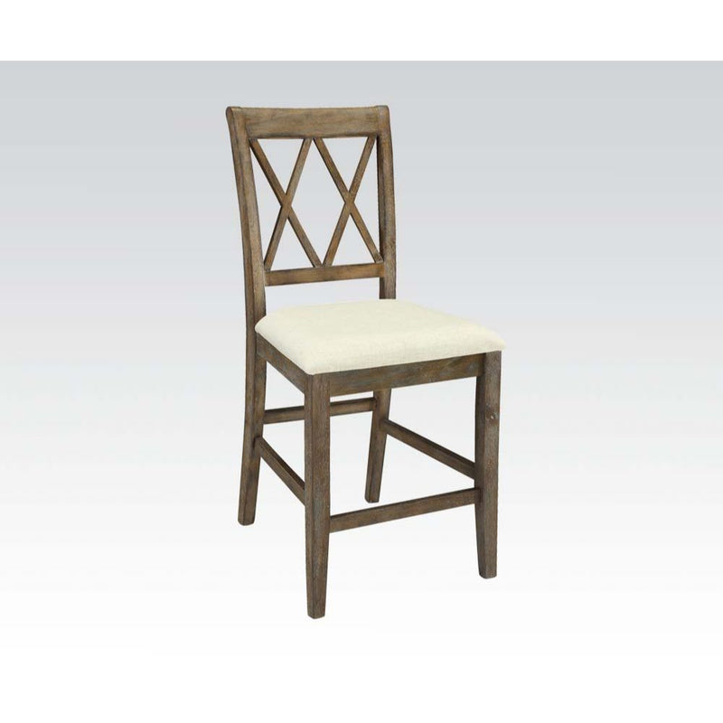 Claudia - Counter Height Chair (Set of 2) - Beige Linen & Salvage Brown