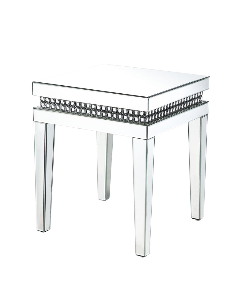Lotus - End Table - Mirrored & Faux Crystals Inlay