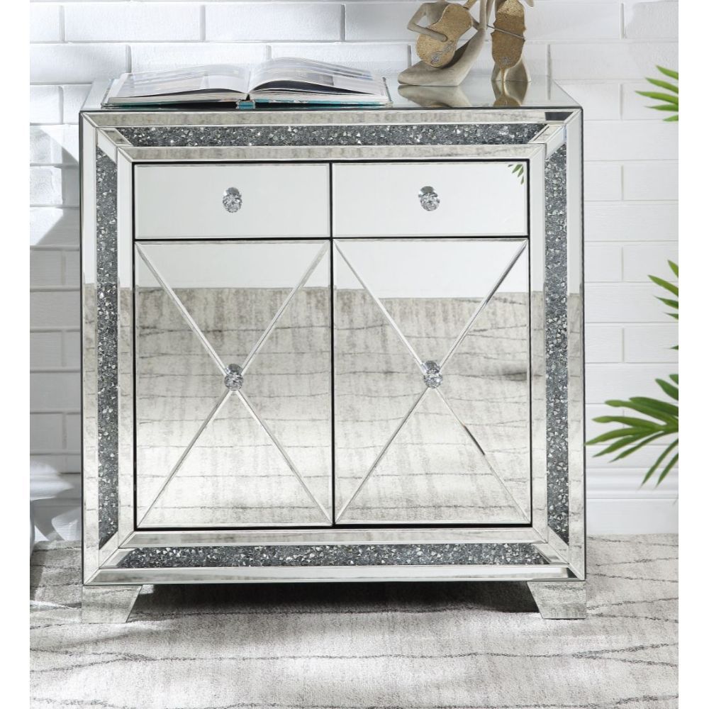 Noralie - Accent Table - Mirrored & Faux Diamonds