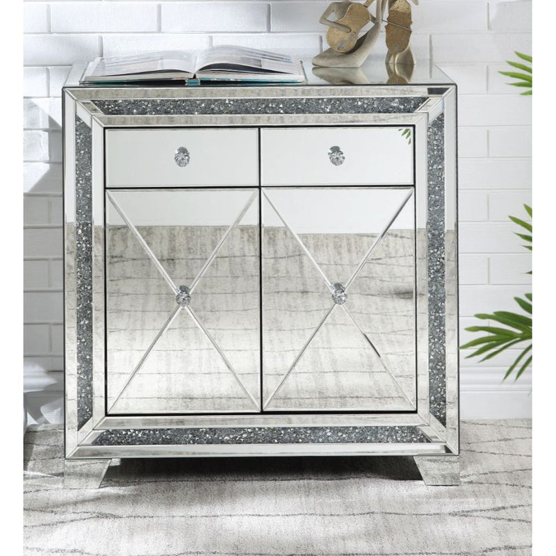 Noralie - Accent Table - Mirrored & Faux Diamonds