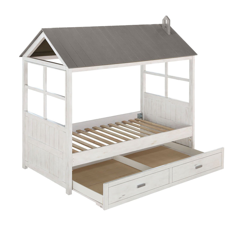Tree House II - Twin Bed - Weathered White & Washed Gray