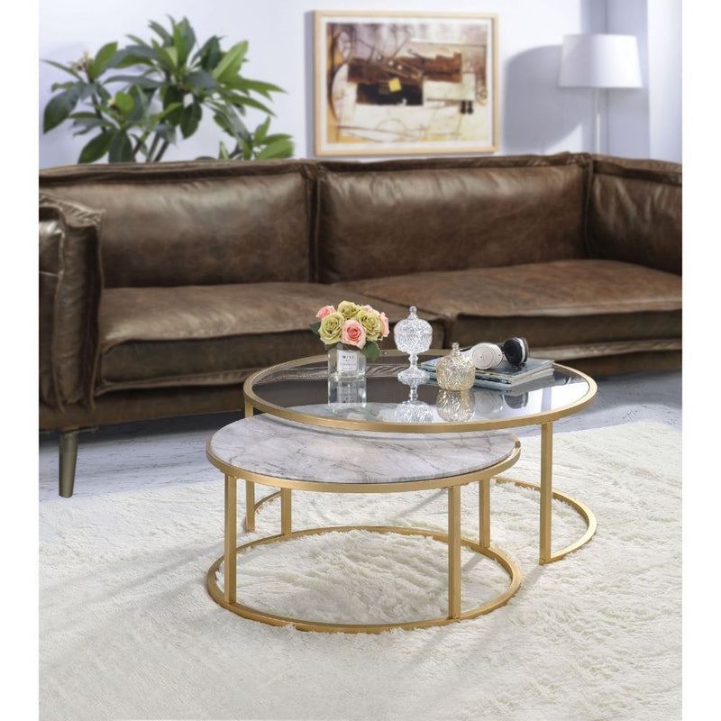 Shanish - Coffee Table - Faux Marble & Gold